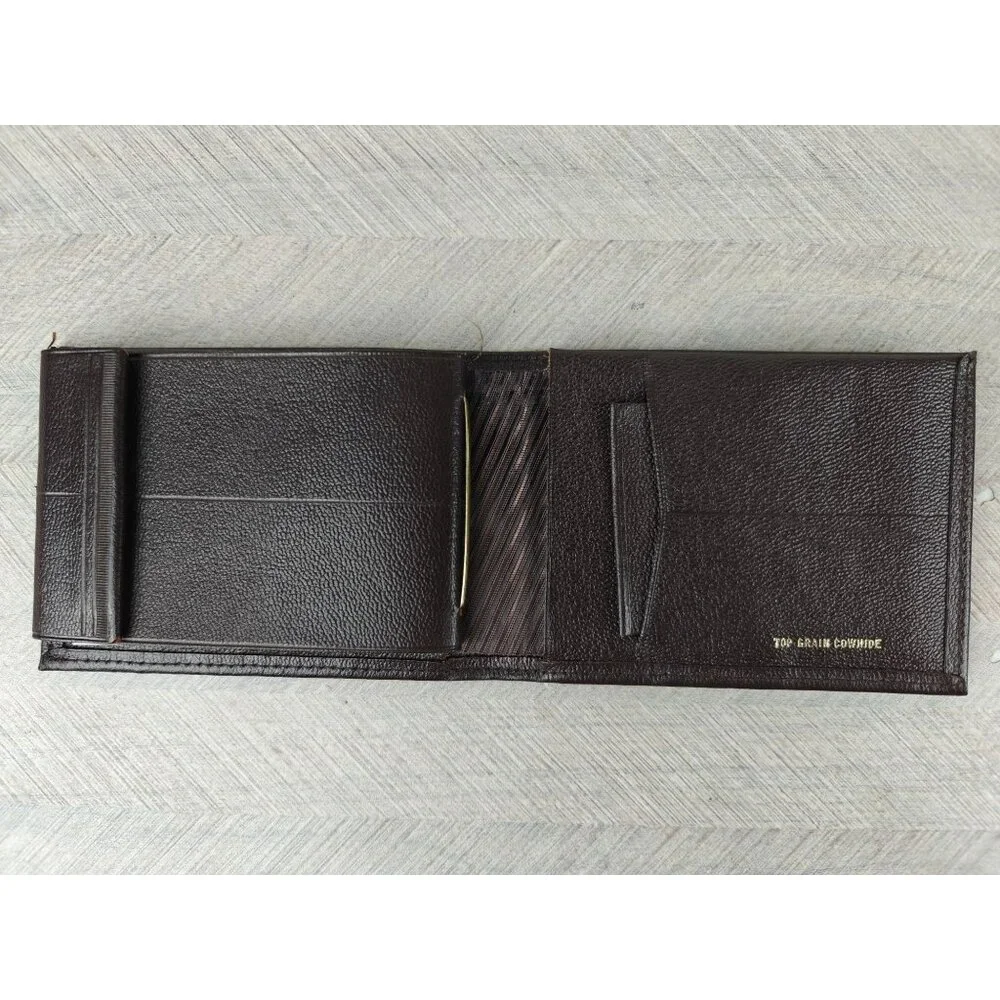 Vintage New Top Grain Cowhide Mens Bifold Wallet Brown Genuine Leather